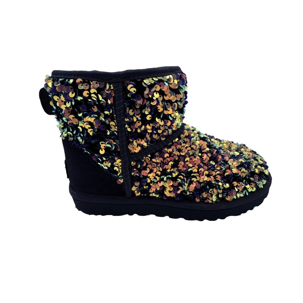 UGG CLASSIC MINI STELLAR SEQUIN BOOTS US 6 Medallion Purple Sparkle Bootie rare - Picture 5 of 16